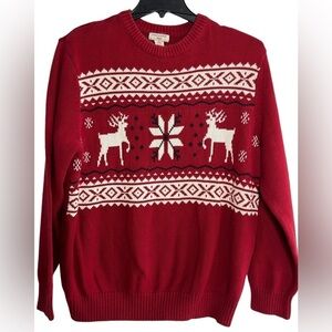 Docker Ugly Christmas Sweater Deer Cotton Pullover Mens XL Cotton Snowflake Ski